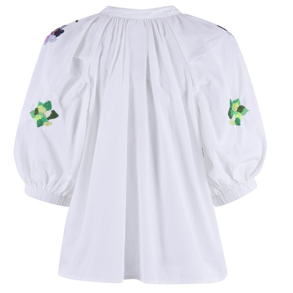The Shirt Rochelle Behrens Minka 3/4 Sleeve Sequin Blouse White XS SOLD OUT - Picture 8 of 17
